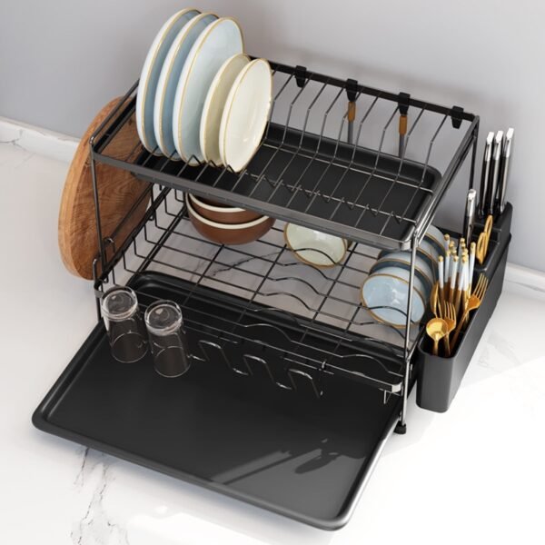 Dish rack, dish drainer, kitchen storage rack, stainless steel bowl and plate rack, bowl and chopstick rack, dish drainer basket - Image 2