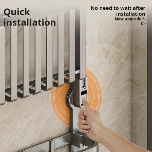 Suction cup towel rack, bathroom storage rack, high-end space aluminum bathroom five-piece set, toilet bath towel rod storage - Image 3